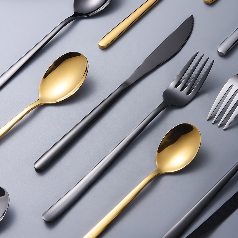 304 Korean cutlery set packaging box gift set gold silver spoon dinner knife fork 18 10 stainless steel cutlery set