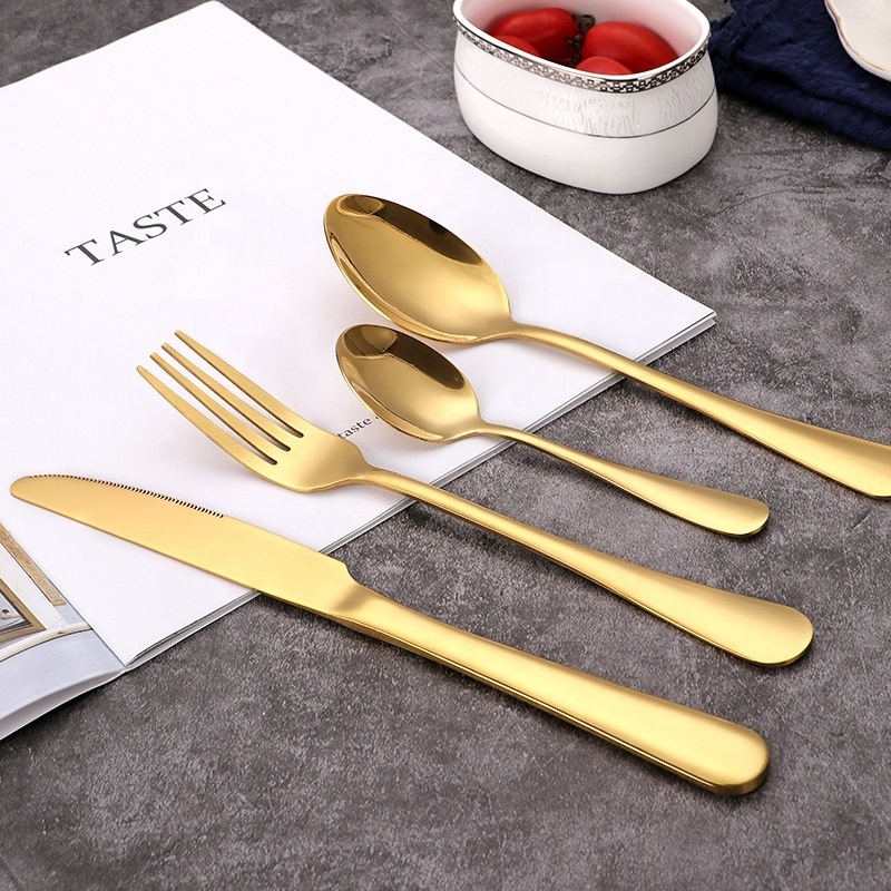 Stainless Steel  cutleri 304 Gold 24 piece Luxury Flatware Golden reusable Utensils spoon and fork 24Pcs gift box Cutlery Set