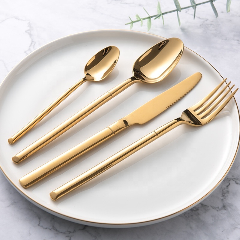 304 Western Restaurant Gifts Gold Matte Stainless Steel Spoon and Fork Knife wedding flatware