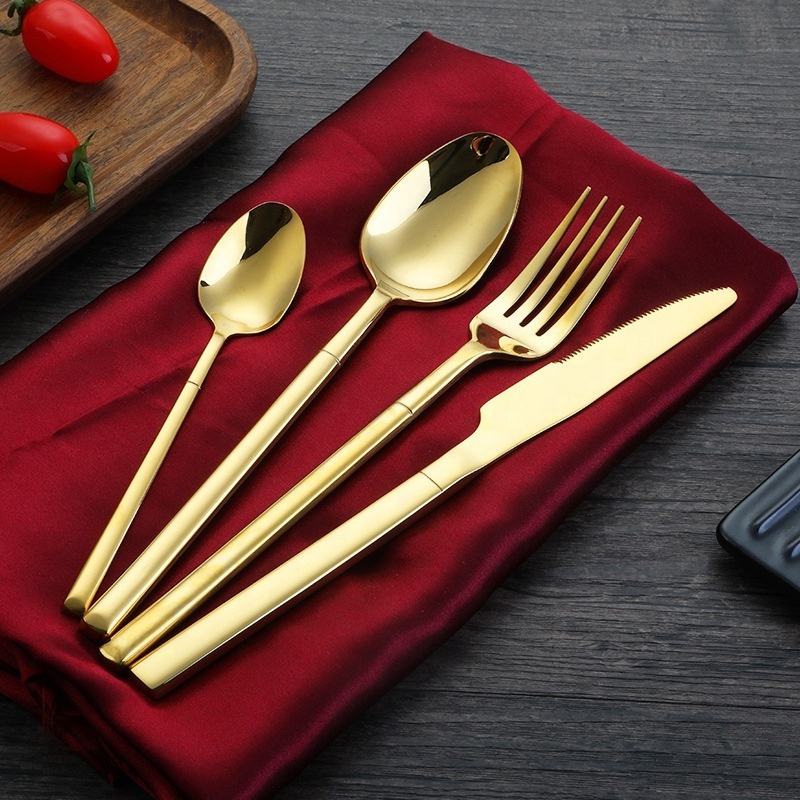 304 Western Restaurant Gifts Gold Matte Stainless Steel Spoon and Fork Knife wedding flatware