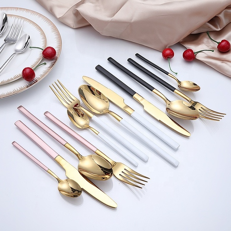 Silver And Stainless Steel Flatware Set Wedding Rustic Engraved Hotels Caddy Restaurant Gold Metal Cutlery