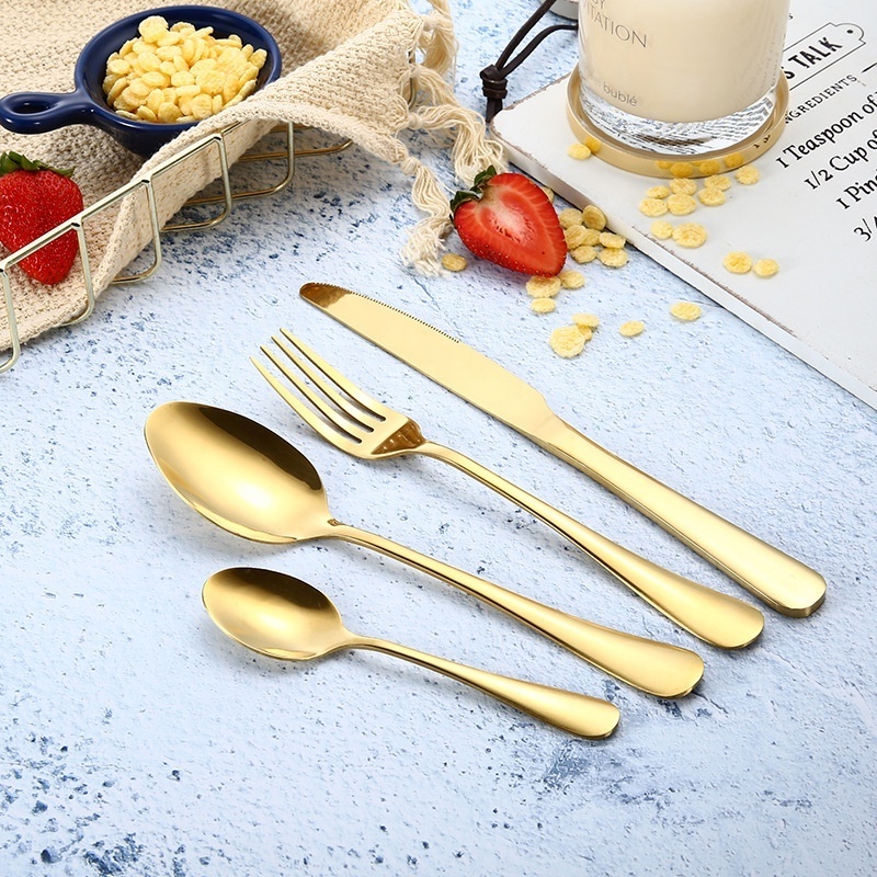 Stainless Steel  cutleri 304 Gold 24 piece Luxury Flatware Golden reusable Utensils spoon and fork 24Pcs gift box Cutlery Set