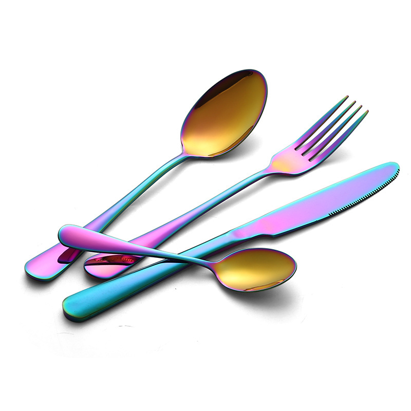 24 piece flatware set gift , colorful romantic stainless steel cutlery set with box