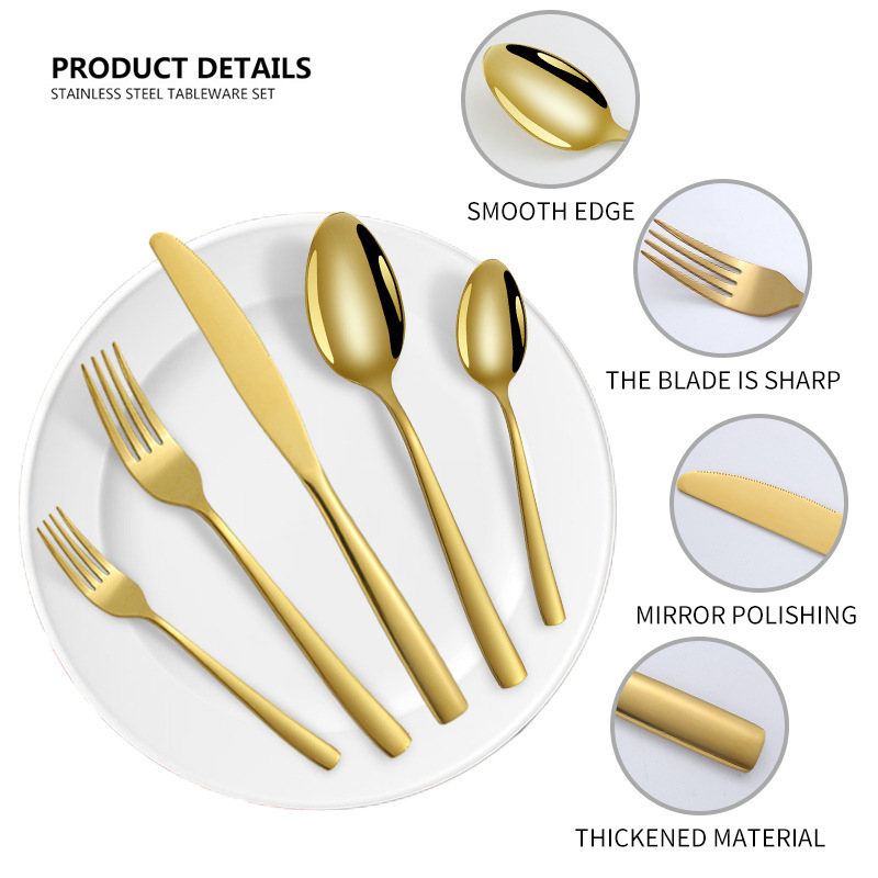 High quality Stainless steel gold matter 20pcs gold cutlery Set knife fork and spoon set for 4 people party flatware dinner set