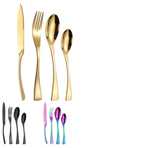 18 10 Stainless steel best matte  silver gold black cutlery fork and spoon hotel steak knife silverware flatware utensils set