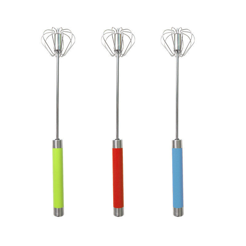 Kitchen Accessories stainless steel hand mixer egg beater semi-automatic pressing egg push whisk