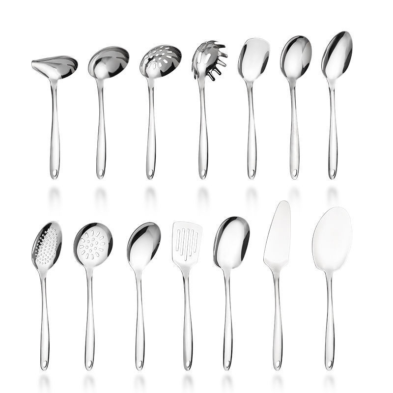 14pcs Kitchenware stainless steel home and kitchen Accessories Utensils skimmer ladle Serving Cooking Utensils set Food Tools