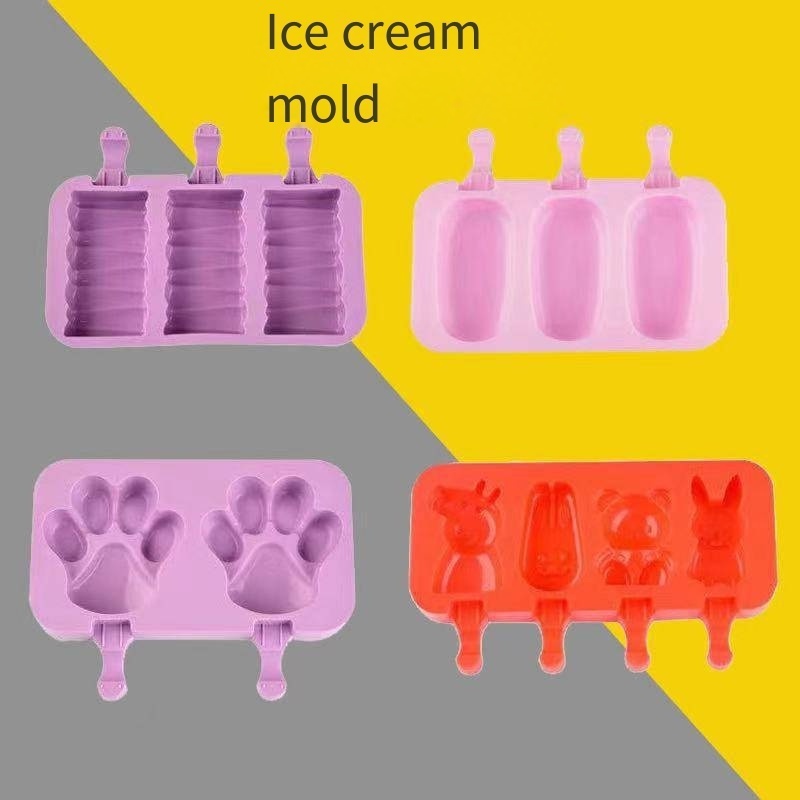 Summer family silicone ice cream cake molds Popsicle DIY children's cartoon ice cream mold Creative ice cream mold with lid