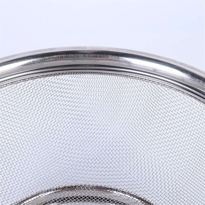 Household kitchen stainless steel net basket washing rice basket Fine mesh high edge fruit and vegetable basket 22/25/28CM