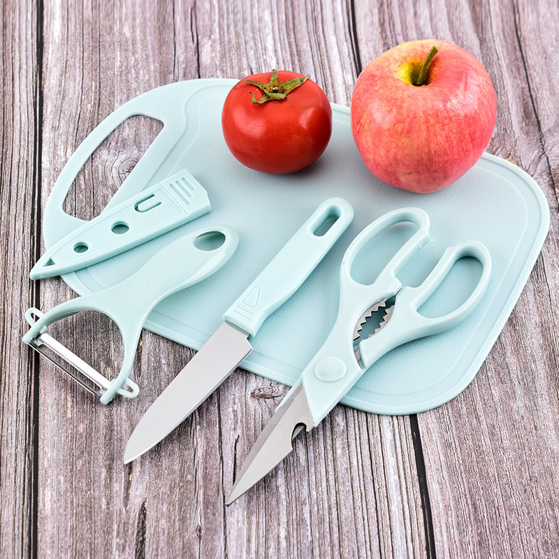 Stainless steel kitchen cutter 4-piece Paring knife, metal apple slicer fruit vegetable chopper slicer knife set scissors set