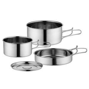 304 stainless steel outdoor planter pots camping pots tableware picnic camping cookware sets outdoor portable wholesale