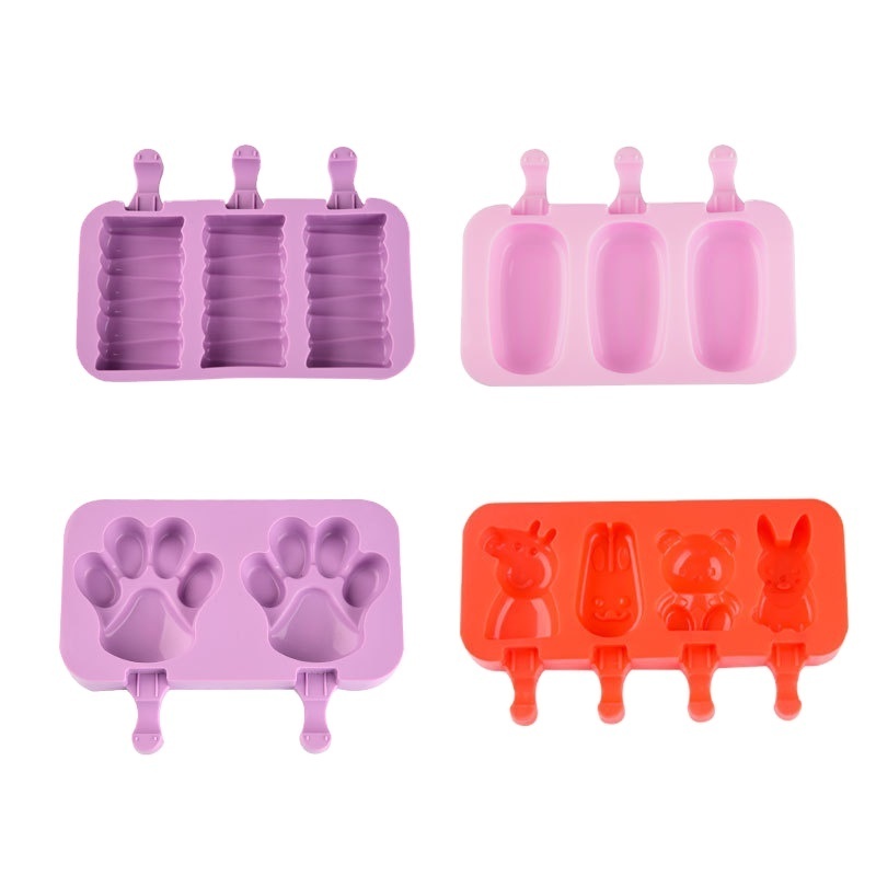 Summer family silicone ice cream cake molds Popsicle DIY children's cartoon ice cream mold Creative ice cream mold with lid