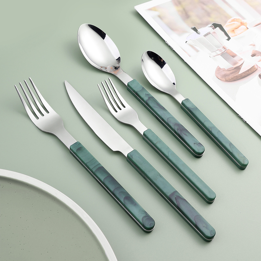 Stainless steel 410 Steak knife and fork Dessert fork and spoon French Bistro abs handle cutlery sets for gift