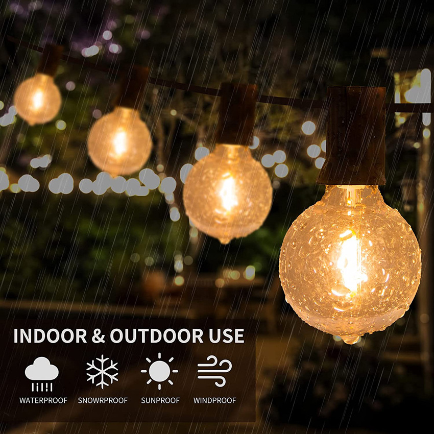 guirnaldas de luces exterior Solar LED Bulb IP65 Christmas Wedding Porch Patio Garden Outdoor Cafe G40 Festoon String Light