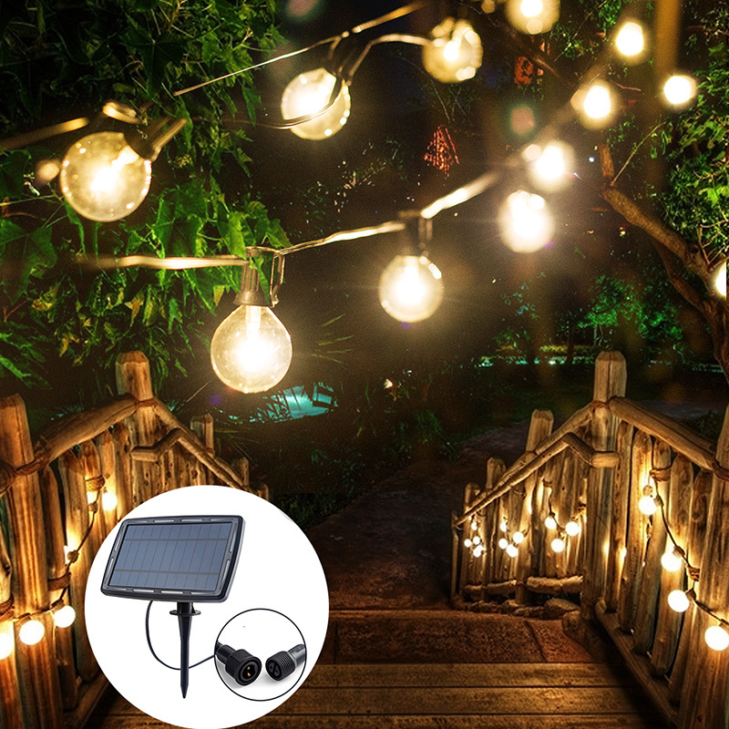 guirnaldas de luces exterior Solar LED Bulb IP65 Christmas Wedding Porch Patio Garden Outdoor Cafe G40 Festoon String Light