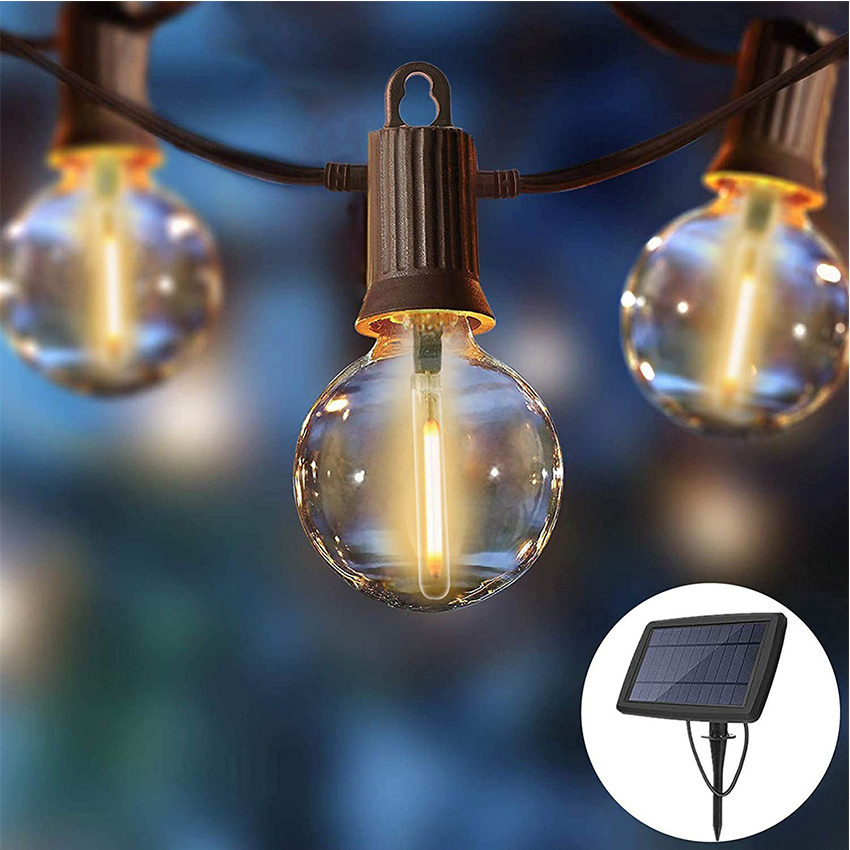 Outdoor Waterproof Ramadan G40 Curtain Christmas Lights Solar Led Colorful Fairy String Lights