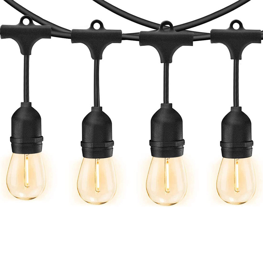 45ft Shatterproof 15 Led Vintage Edison Bulbs Custom S14 Solar String Light For Patio Garden