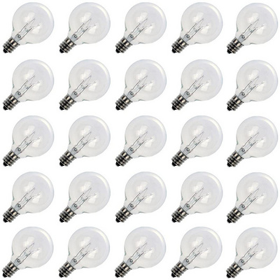 Pack of 25 G40 filament tungsten String Lights Replacement Bulb E12 Screw Base