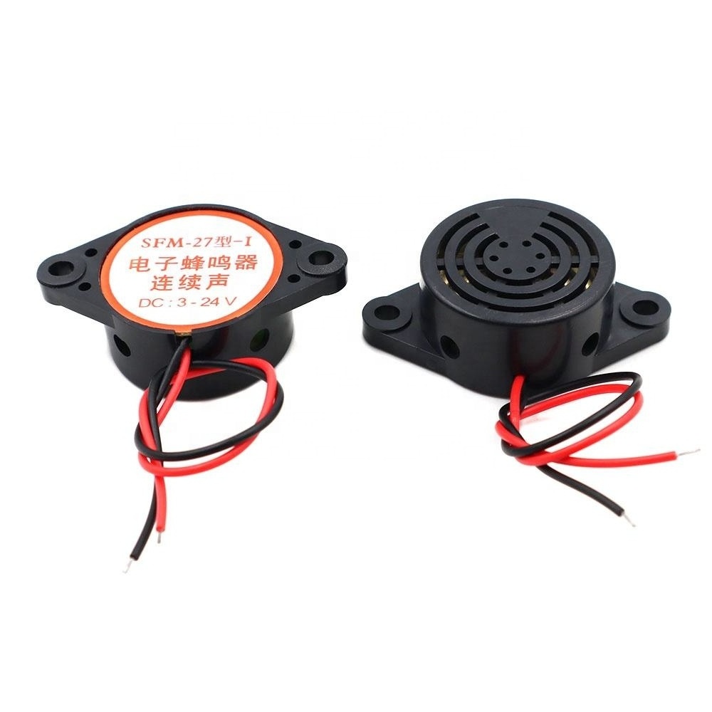 3015A SFM-27 DC3-24V Instant Sound Audible 3015 Piezo Buzzer Piezoelectric Buzzer with 110mm Wire Black Shell