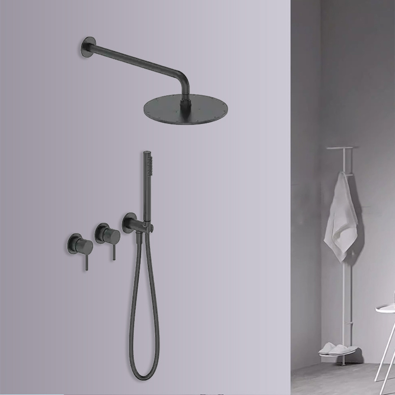 Modern Luxury Wall Mounted Bathroom Faucet Rainfall Shower Head Set Soft Spray Pattern Features Metered Faucets