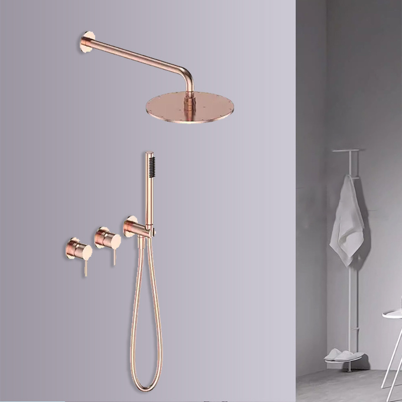 Modern Luxury Wall Mounted Bathroom Faucet Rainfall Shower Head Set Soft Spray Pattern Features Metered Faucets