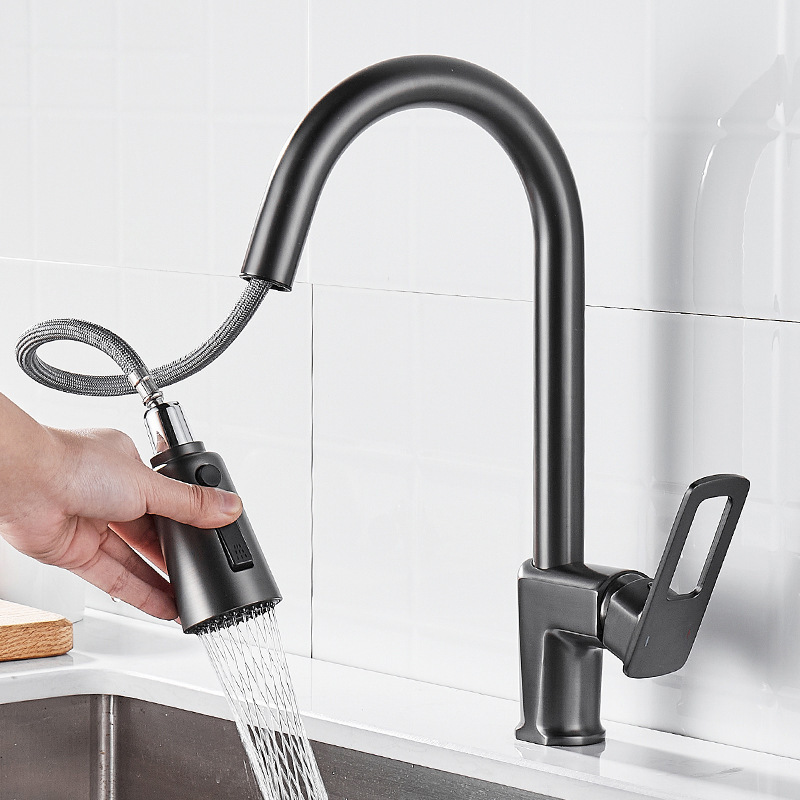 Black Kitchen Sink Faucet with Pull Down Spray RV Stainless Steel Kitchen Faucet