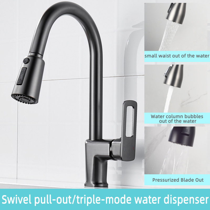 Black Kitchen Sink Faucet with Pull Down Spray RV Stainless Steel Kitchen Faucet