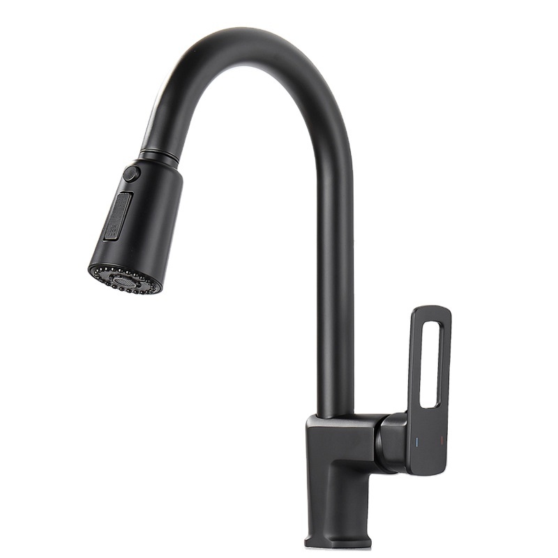 Black Kitchen Sink Faucet with Pull Down Spray RV Stainless Steel Kitchen Faucet