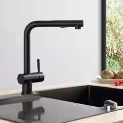 Wall Mounted Kitchen Tap Pull Out Kitchen Faucet Grey Ceramic Brass Modern Contemporary Deck-mounted Waterfall Black Carton Box