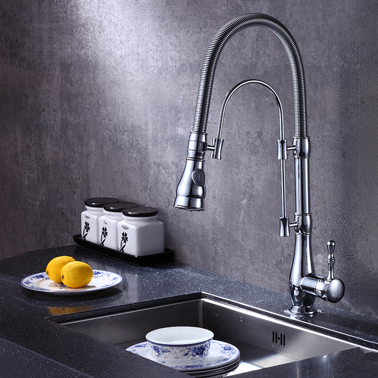 Kitchen Faucet with Pull Down Sprayer Brush Nickel Pull Out Kitchen Faucet Single Level Stainless Steel Kitchen Faucet