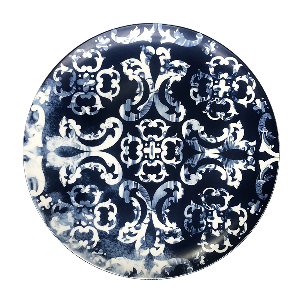 elegant printing charger plate bone china blue and red dinnerware set plates