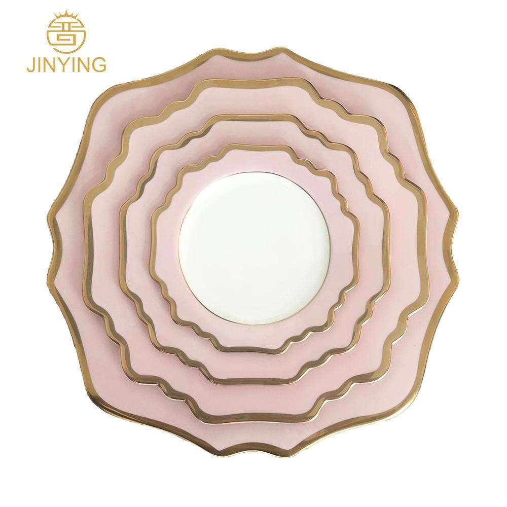 Wholesale sunflower pink charger plate rose gold wedding plates set for event rental