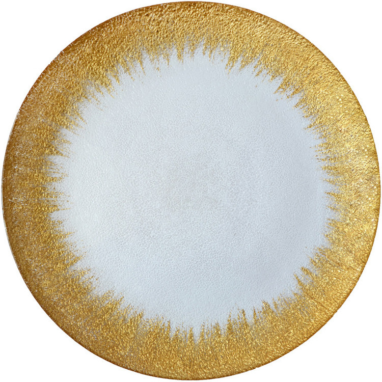 Wholesale Cheap Gold Silver Beaded Edge Clear Glass Charger Plate