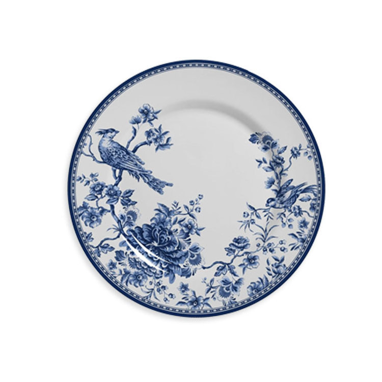 Customized New Bone China bule flowers and birds Plate Set Dinnerware Porcelain Ceramic dark Blue Dinner Plate