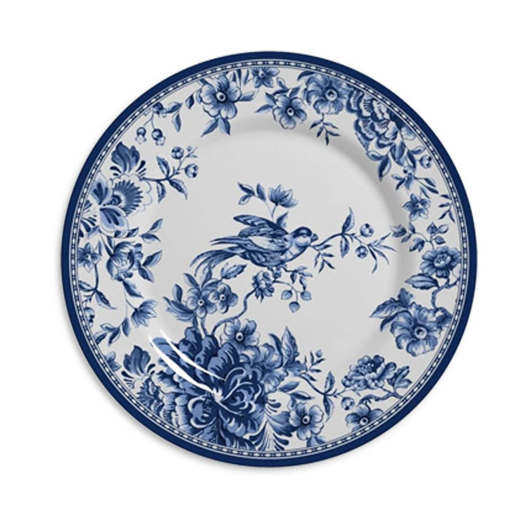 Customized New Bone China bule flowers and birds Plate Set Dinnerware Porcelain Ceramic dark Blue Dinner Plate