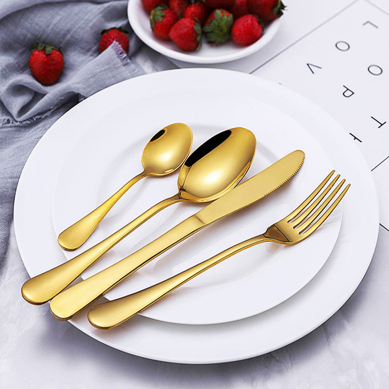 Low Price  Luxury Gold Spoons Modern Cutlery Forks Knives Set Stainless Steel Unique Sustainable Cutlery Sets 18 10 For Hotel