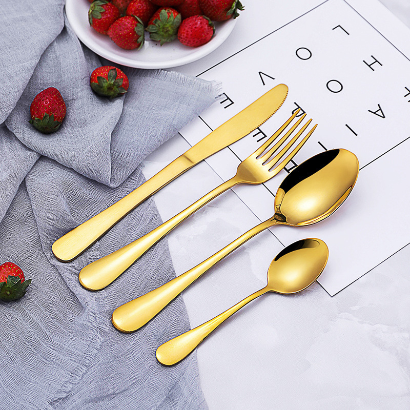 Low Price  Luxury Gold Spoons Modern Cutlery Forks Knives Set Stainless Steel Unique Sustainable Cutlery Sets 18 10 For Hotel