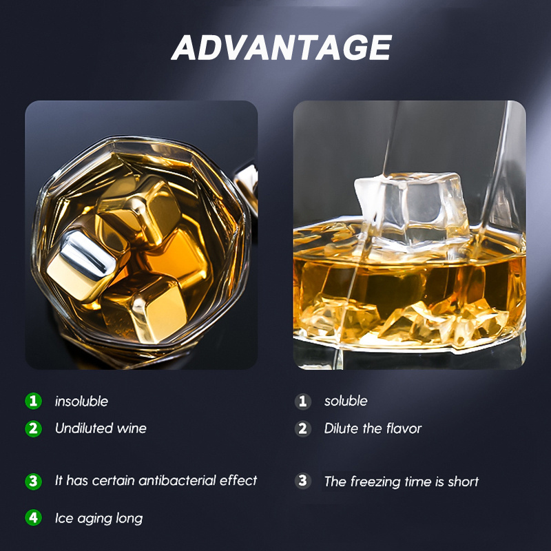 Wholesale Bar Accessory High Quality Reusable 304 Stainless Steel Ice Cube for Whiskey Cola Cooling Drinks