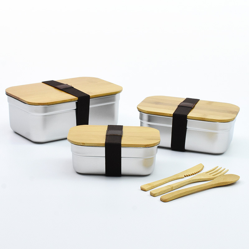 JYCYX Eco Friendly Food Container Adult Kids Lunch Boxes Bento Reusable 304 Stainless Steel Lunch Box with Bamboo Lid