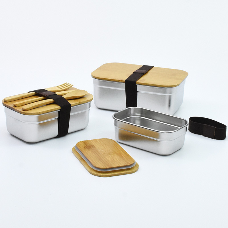 JYCYX Eco Friendly Food Container Adult Kids Lunch Boxes Bento Reusable 304 Stainless Steel Lunch Box with Bamboo Lid