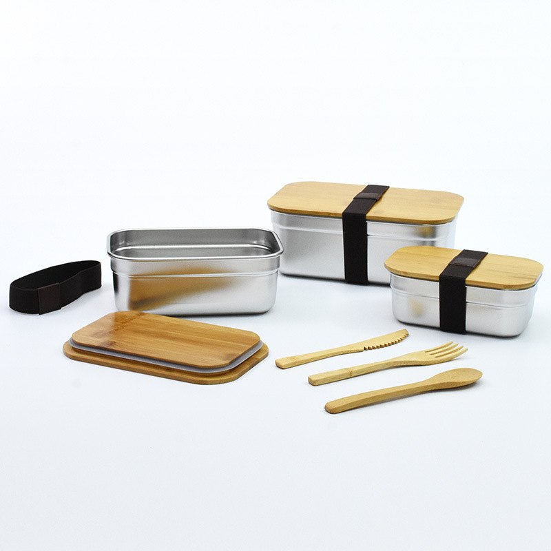 JYCYX Eco Friendly Food Container Adult Kids Lunch Boxes Bento Reusable 304 Stainless Steel Lunch Box with Bamboo Lid