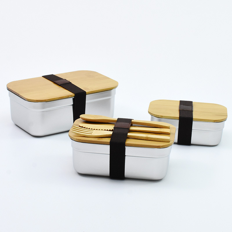 JYCYX Eco Friendly Food Container Adult Kids Lunch Boxes Bento Reusable 304 Stainless Steel Lunch Box with Bamboo Lid