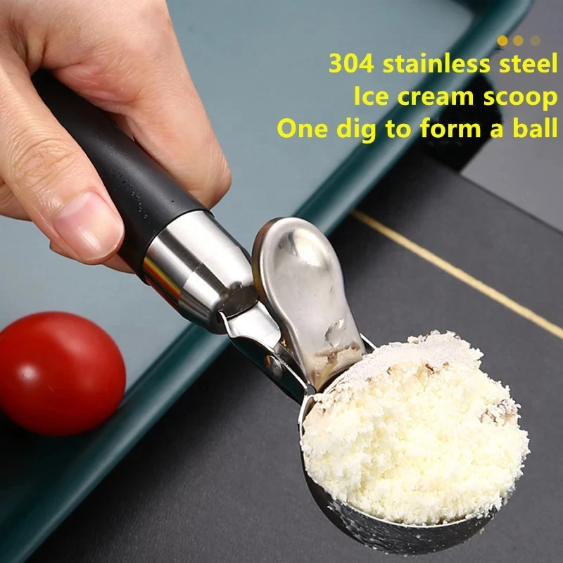 Dishwasher Safe Ice Cream Tools Metal Cookie Scoop Stainless Steel Ice Cream Scoop with Trigger Handle