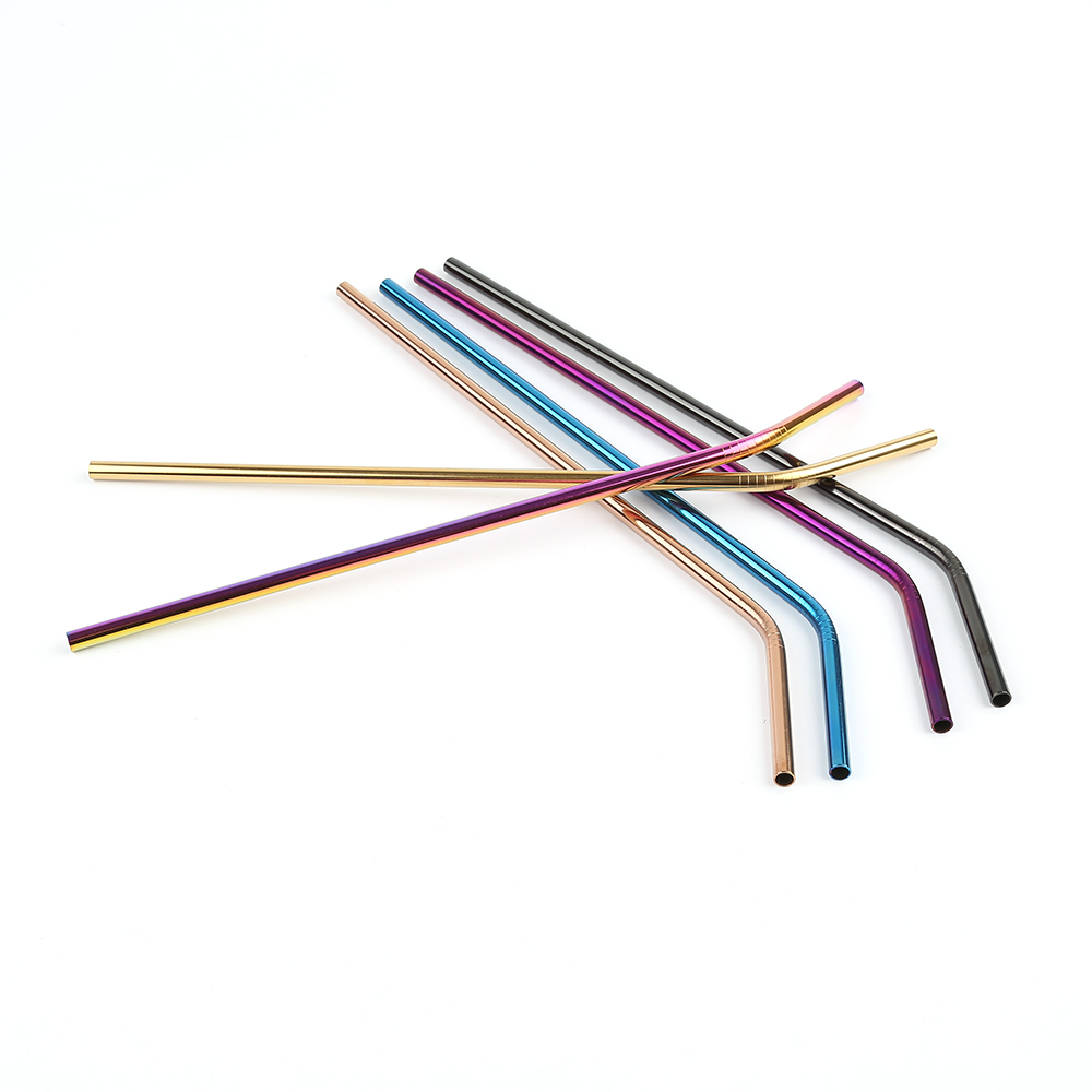 Hot!!! Stainless steel rainbow colored metal straws for drinking