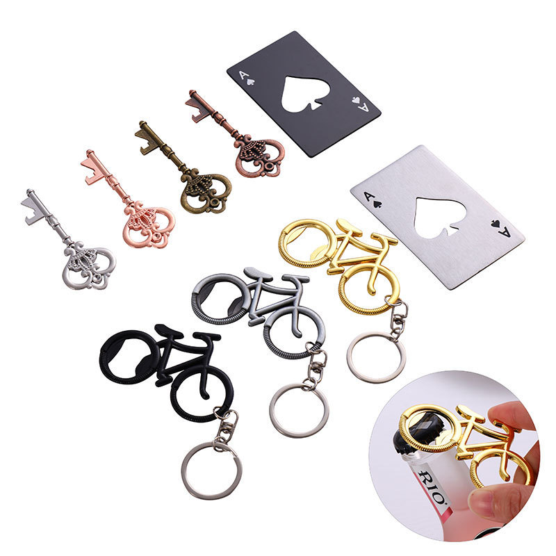 Creative Guitar Bike Poker Key Design Metal Beer Bottle Opener Custom Logo Keychain Bottle Opener