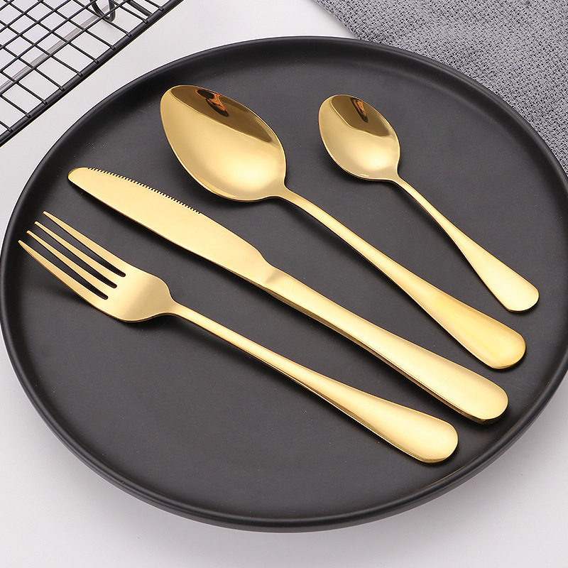 Bulk Gold Plated Stainless Steel Cutlery Set, Kitchen Fork Spoon Knife Cutlery