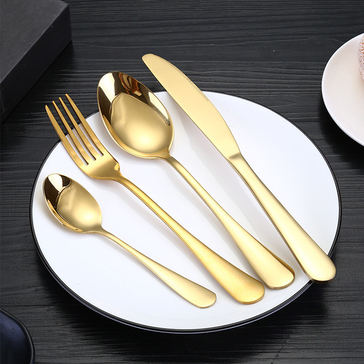 Bulk Gold Plated Stainless Steel Cutlery Set, Kitchen Fork Spoon Knife Cutlery