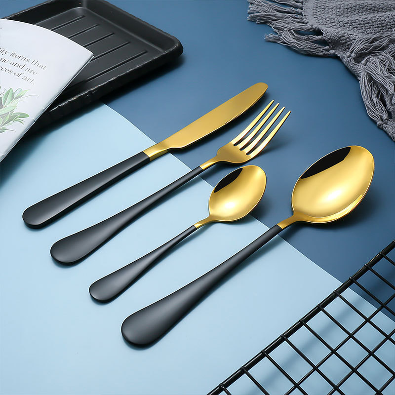 Bulk Gold Plated Stainless Steel Cutlery Set, Kitchen Fork Spoon Knife Cutlery