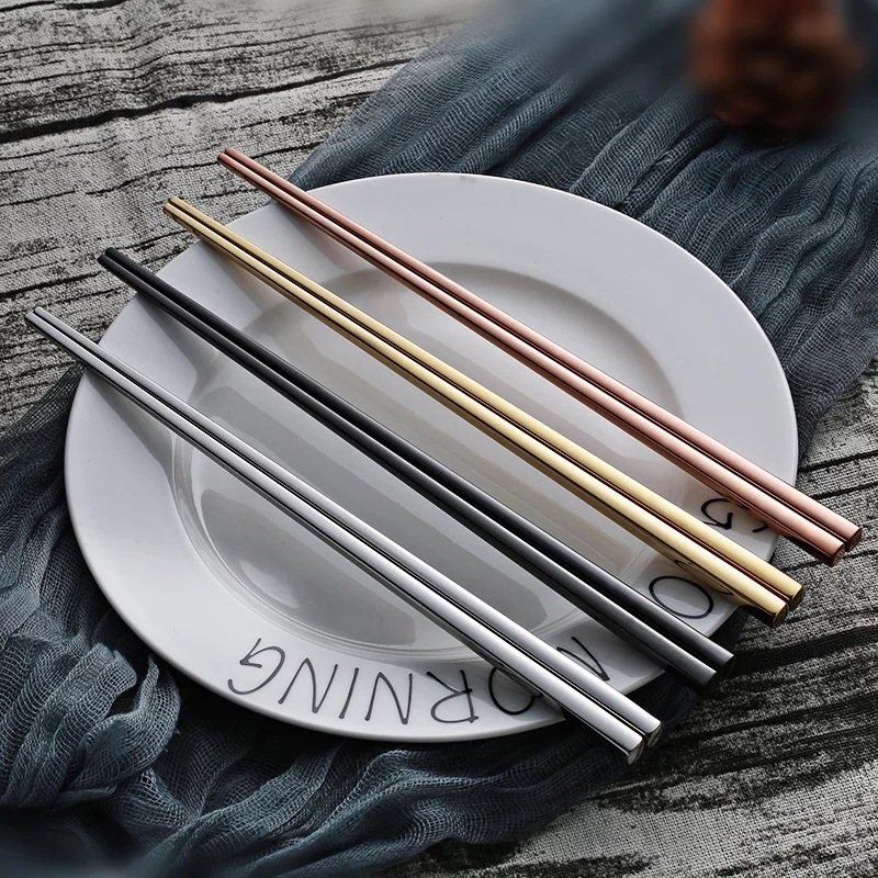 Korean Custom Color Stainless Steel Metal Titanium Chopsticks for Sushi Wedding Gift Souvenirs