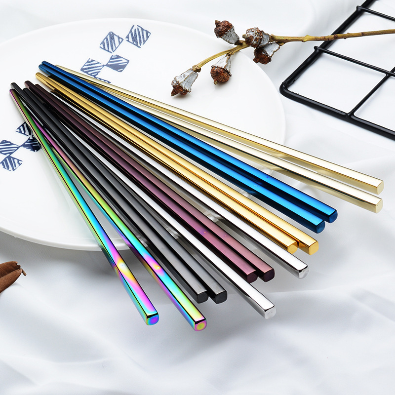 Korean Custom Color Stainless Steel Metal Titanium Chopsticks for Sushi Wedding Gift Souvenirs